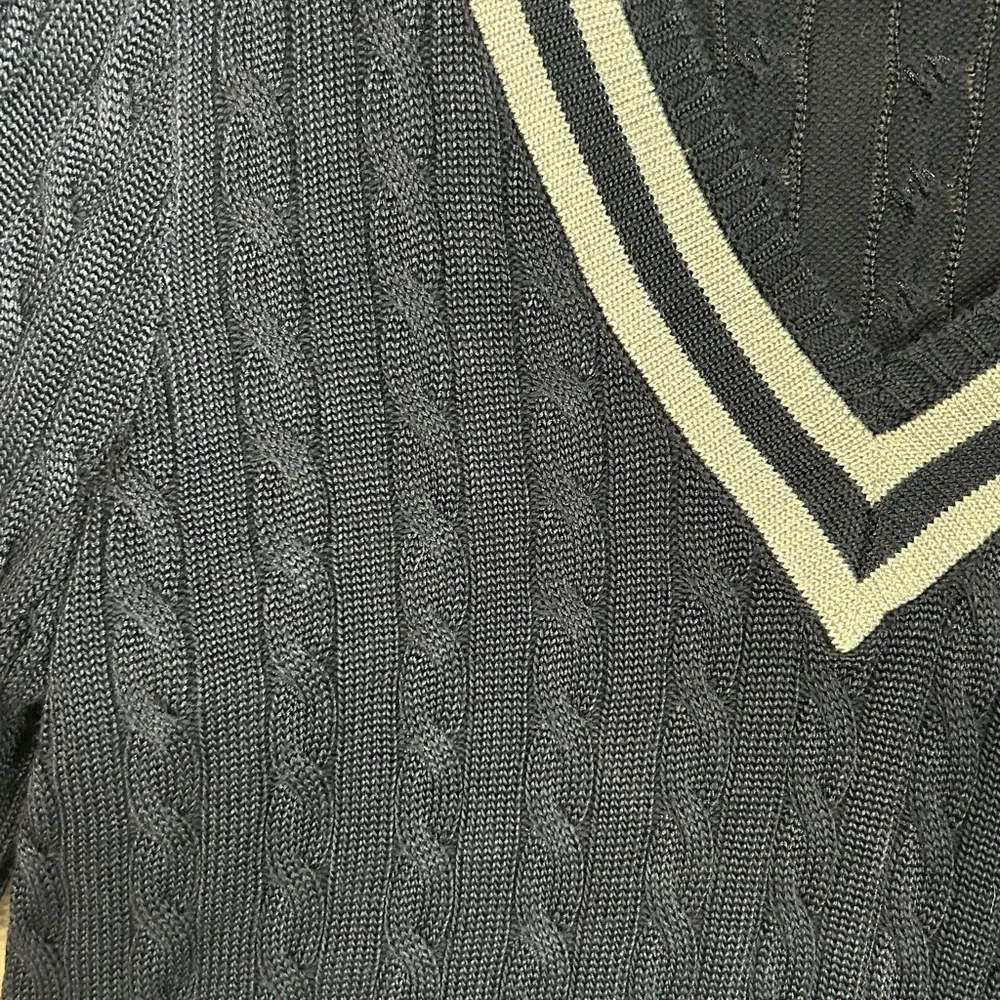 Ralph Lauren Cable Knit Cricket Sweater V-Neck Size L Lauren Active Polo Tennis - Picture 4 of 8